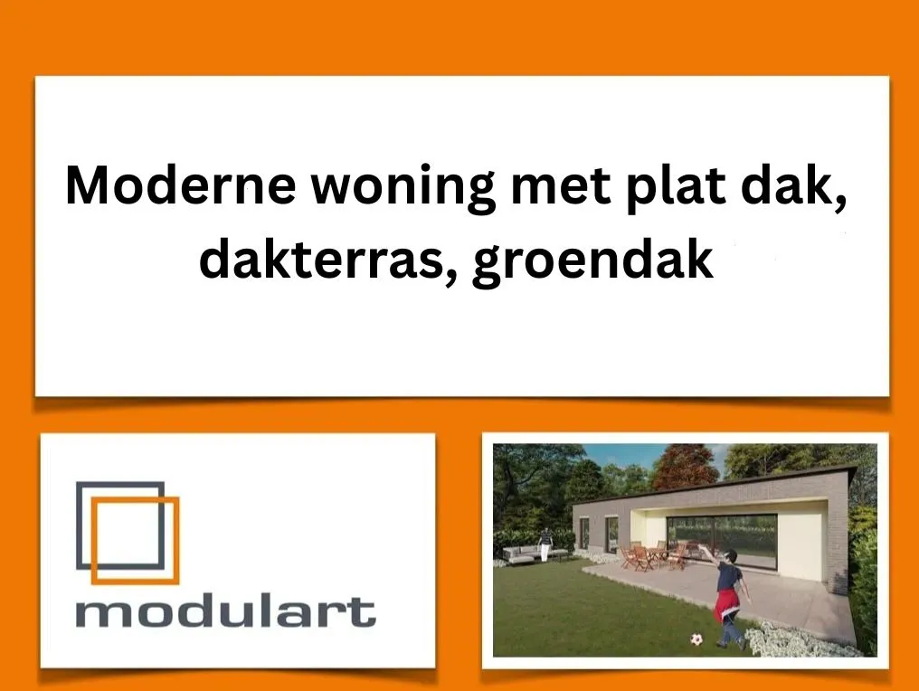 Moderne woning met plat dak, dakterras, groendak