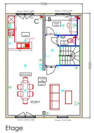Première étage du modèle Bella