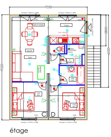 Etage immeuble de rapport 2x2