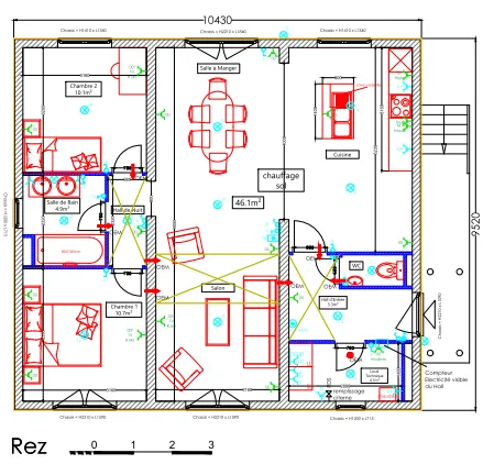 Rez-de-chaussée immeuble 2x3