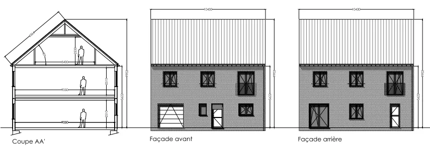 Coupe et façade modèle Marina M1