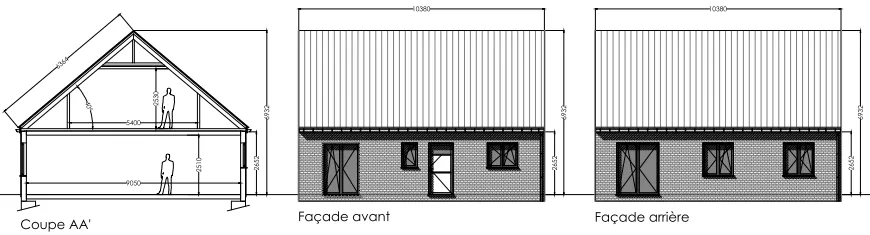 Coupe et façade modèle One-Floor