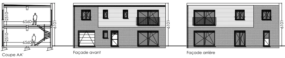 Coupe de façade du modèle Oslo