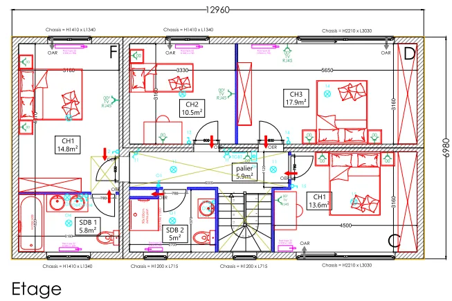 Plan de l'étage du modèle Oslo