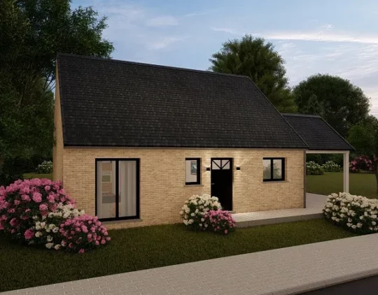 Architecture moderne d'une maison : Modele-n°16-One-Floor-3-Toscane-Noir chez Modulart